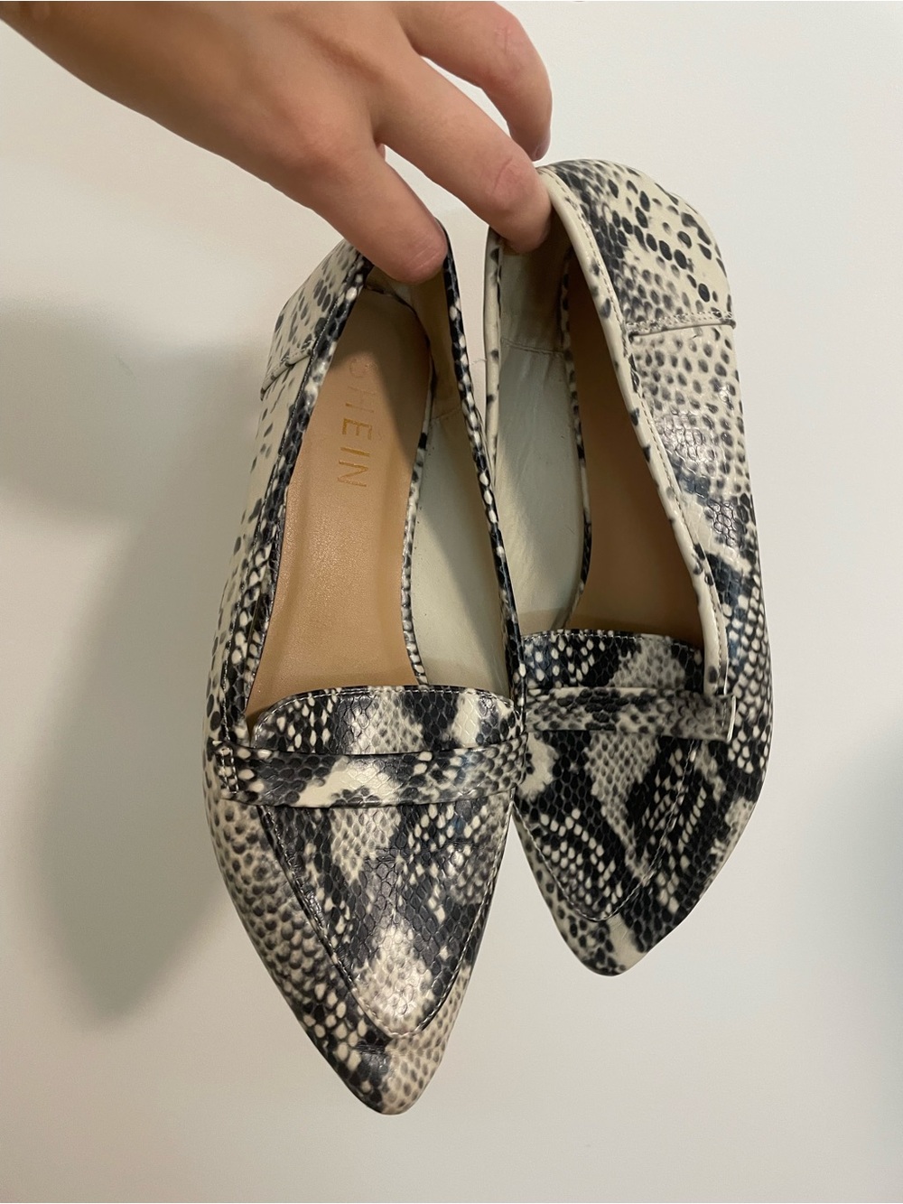 Pointed Toe Snake Print Flats